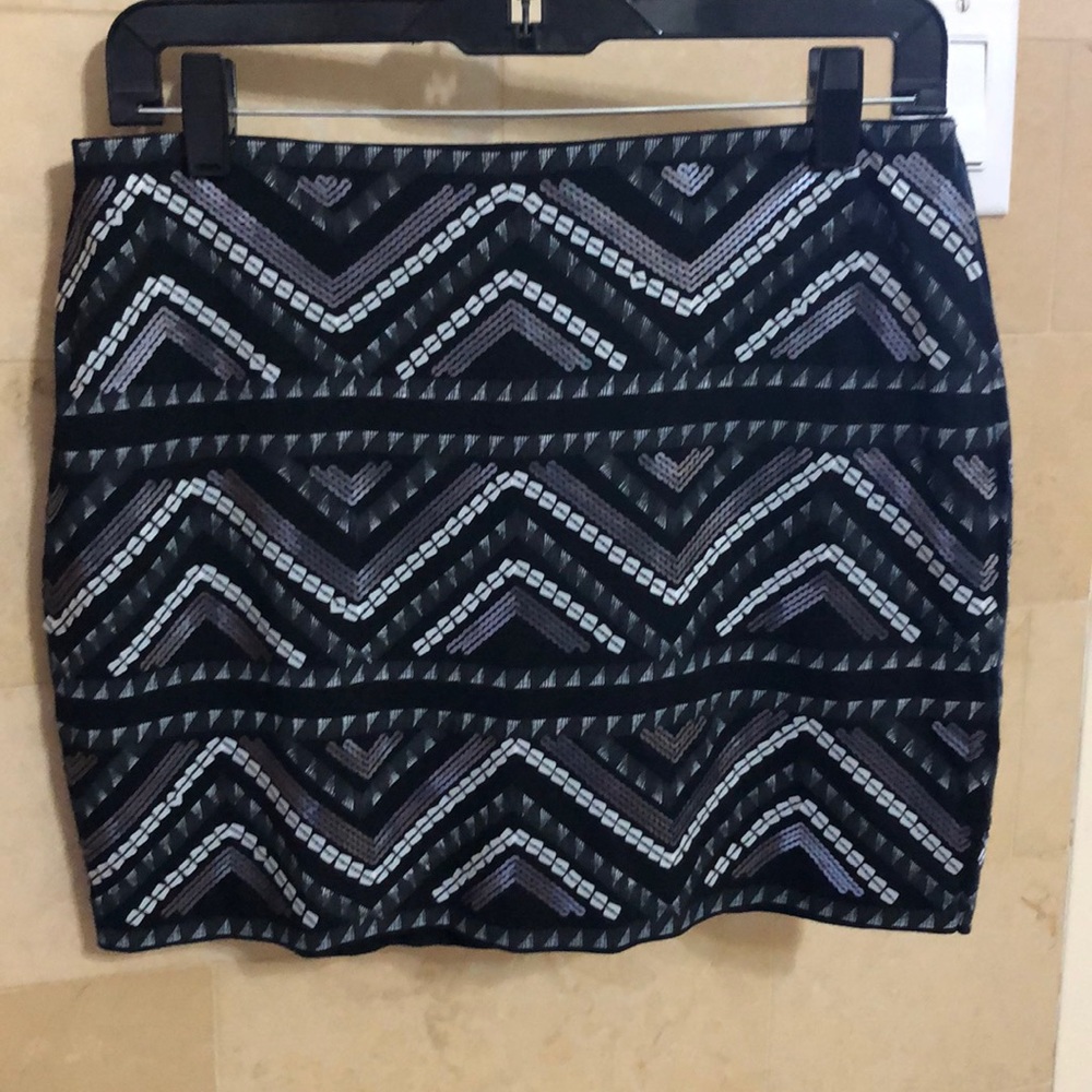 Black/Silver Sequin Skirt - Express
